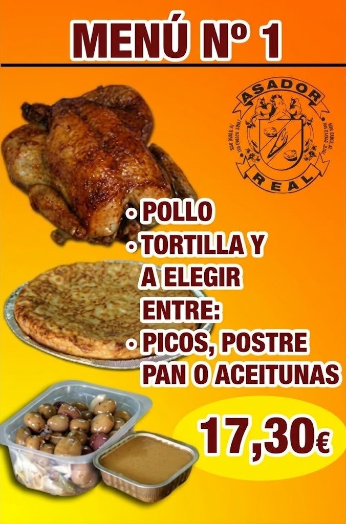 Menú Nº 1 Pollo Asado y Tortilla Asador Real Jerez
