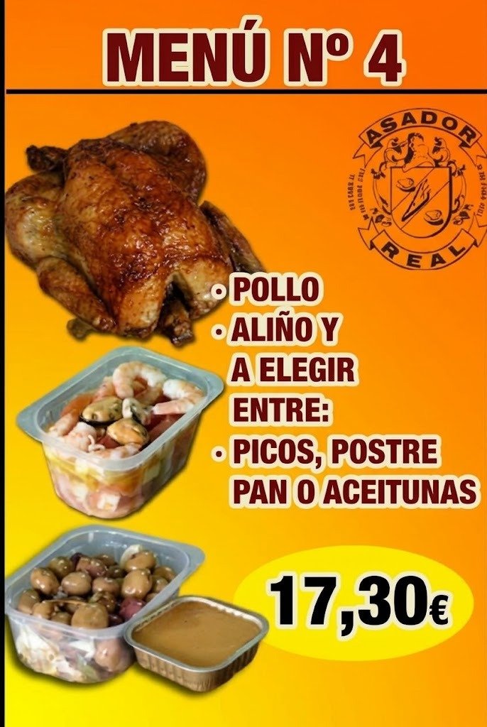 Menú Nº 4 Pollo Asado y Aliño Casero Asador Real Jerez